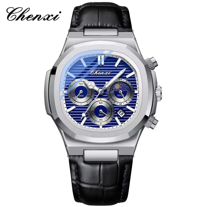 Men's Luxury Nautilus Inspired Chronograph Watch - Premium Leather