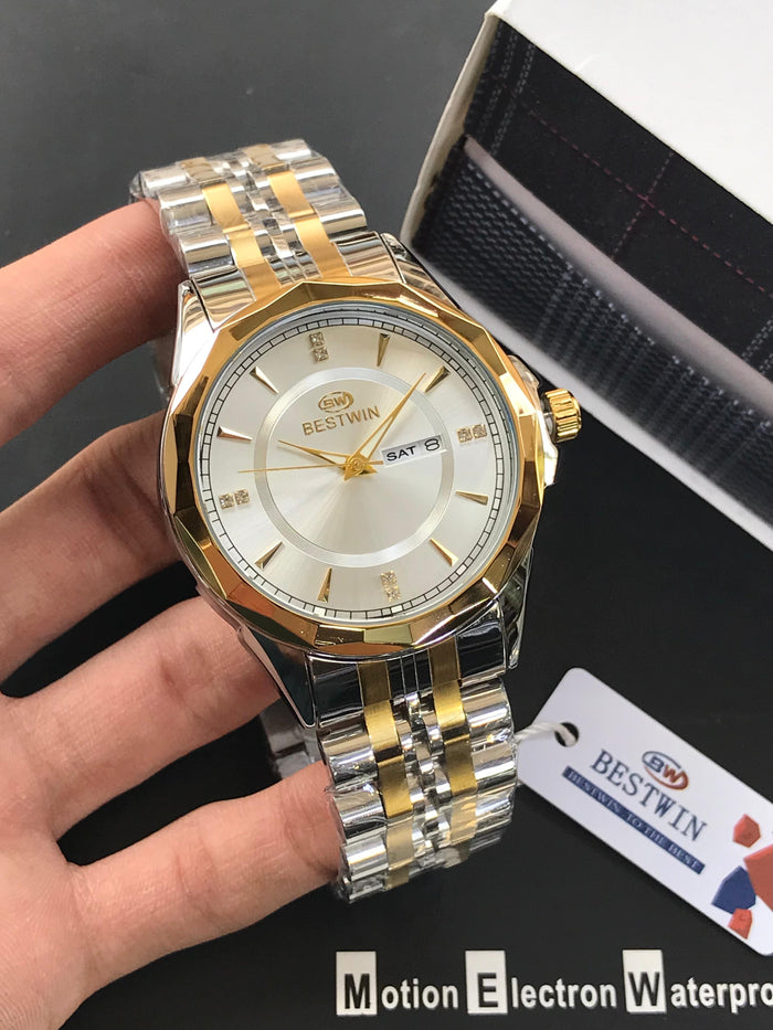 BESTWIN Luxury Men's Dress Watch – Premium Two-Tone Business Edition with Day & Date Display